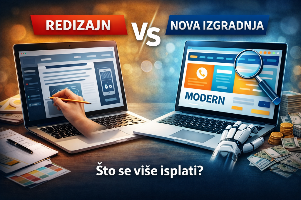 redizajn web stranice ili nova izrada usporedba
