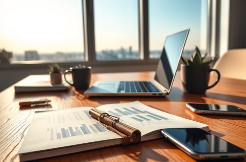 Moderni radni prostor s aluminijskim laptopom, bilješkama i biljkama; SEO optimizacija i web dizajn za rast vašeg poslovanja.