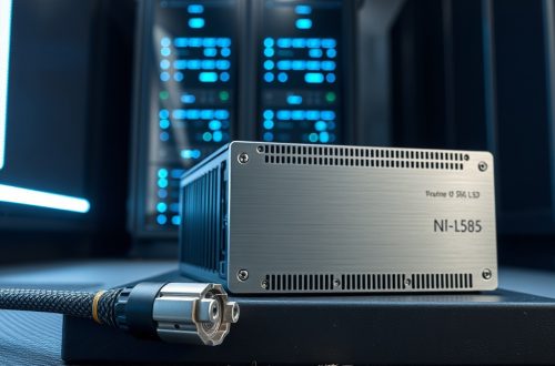 Kompaktni aluminijski serveri i NVMe SSD na crnom betonskom podu, s optičkim kabelom; brza i optimizirana web rješenja za vaše poslovanje.